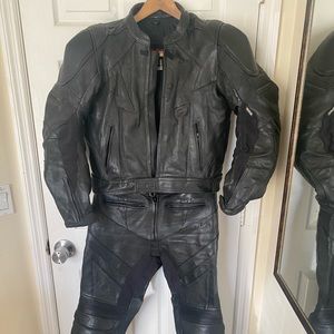 Motoboss leather motorcycle jacket with leather riding pants size 44 UK 54 Euro